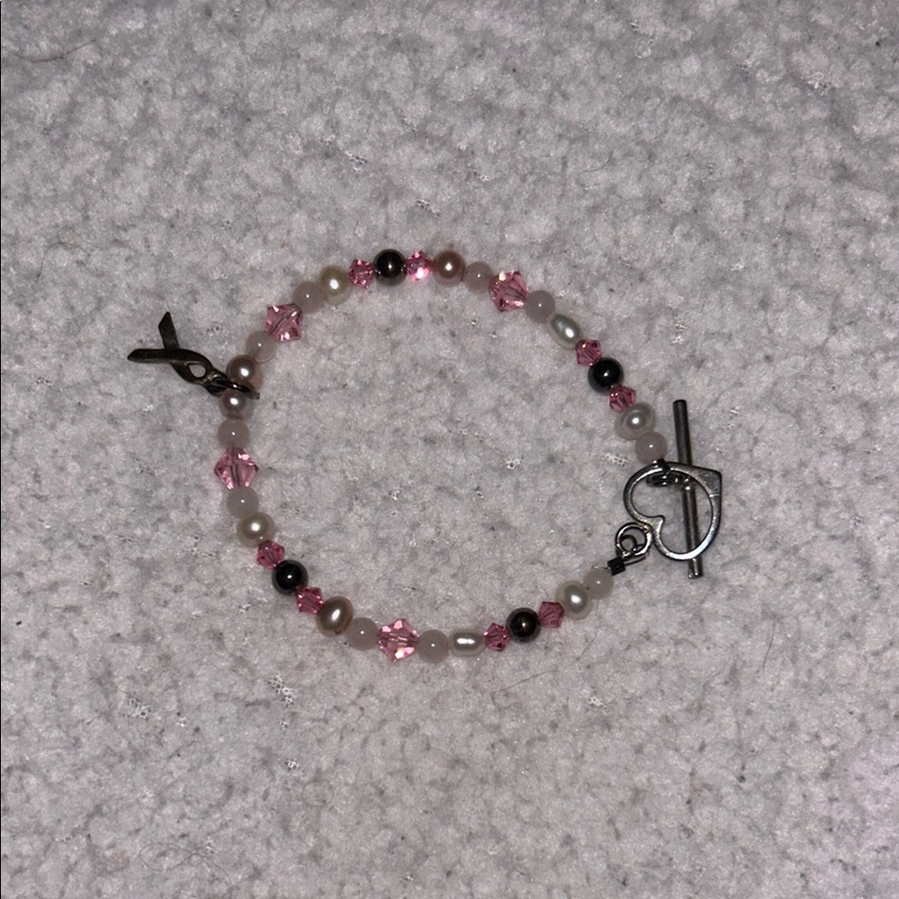 Breast Cancer Awareness Beaded Bracelet